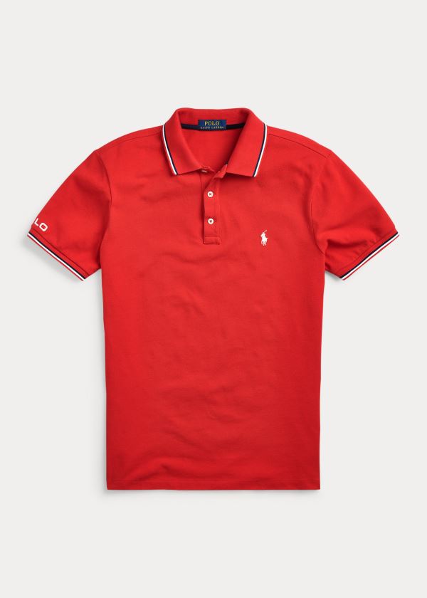 Polos Polo Ralph Lauren Hombre Rojos - Custom Slim Fit Mesh - JHGFQ7840